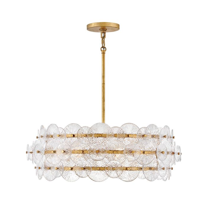 Hinkley Rene 6-Light Distressed Brass Drum Chandelier