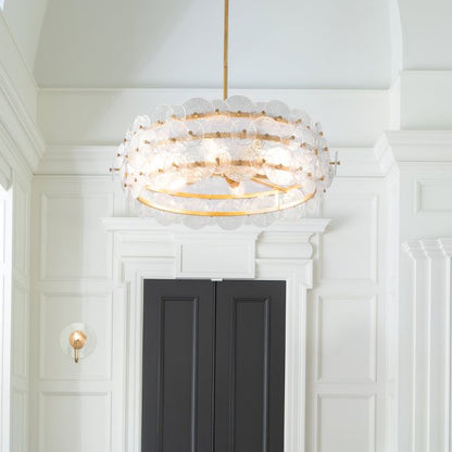 Hinkley Rene 6-Light Distressed Brass Drum Chandelier
