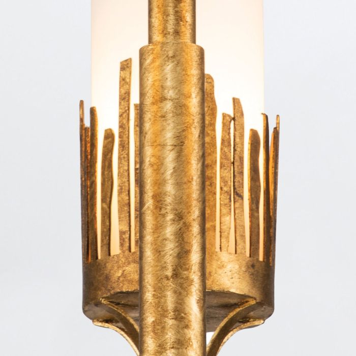 Quintiesse Sawgrass 3-Light Gold Leaf with Antique Glaze Modern Chandelier