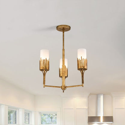Quintiesse Sawgrass 3-Light Gold Leaf with Antique Glaze Modern Chandelier