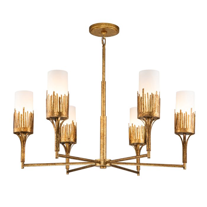 Quintiesse Sawgrass 6-Light Gold Leaf with Antique Glaze Modern Chandelier