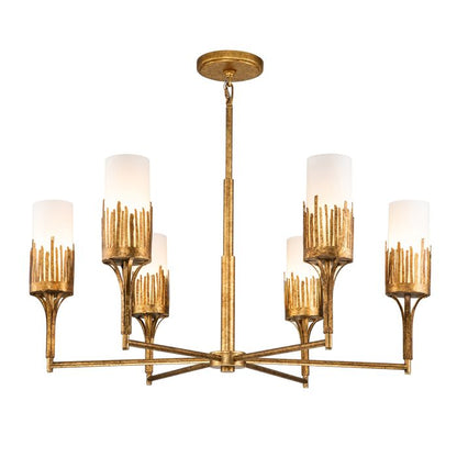 Quintiesse Sawgrass 6-Light Gold Leaf with Antique Glaze Modern Chandelier