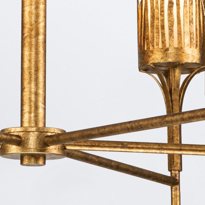Quintiesse Sawgrass 6-Light Gold Leaf with Antique Glaze Modern Chandelier