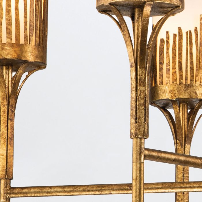 Quintiesse Sawgrass 6-Light Gold Leaf with Antique Glaze Modern Chandelier