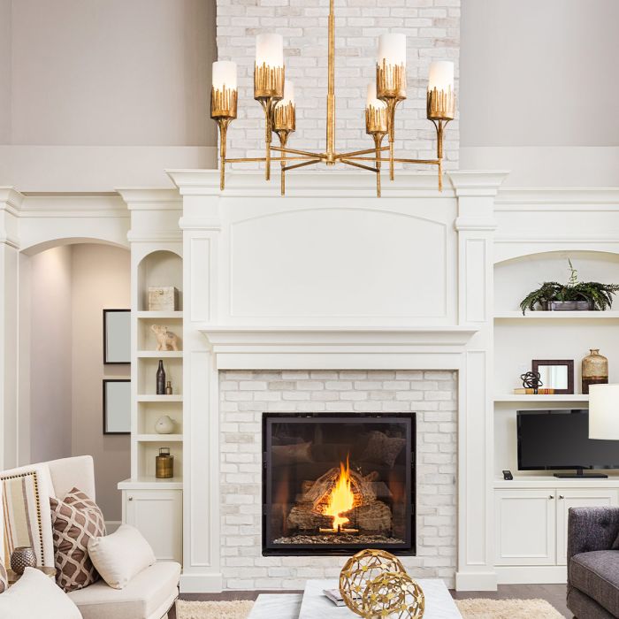 Quintiesse Sawgrass 6-Light Gold Leaf with Antique Glaze Modern Chandelier