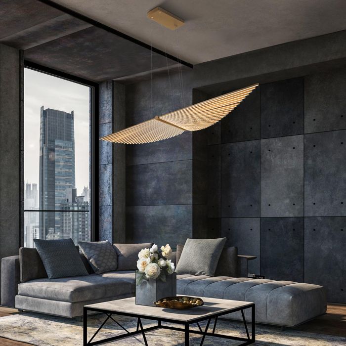 Eurofase Seraph Integrated LED Matte Gold Linear Island Chandelier