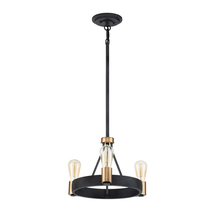 Hinkley Silas 3-Light Aged Zinc & Heritage Brass Semi-Flush Chandelier