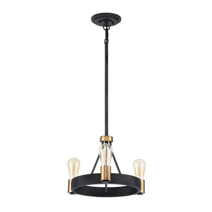 Hinkley Silas 3-Light Aged Zinc & Heritage Brass Semi-Flush Chandelier