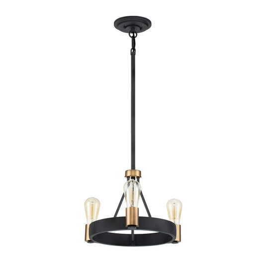 Hinkley Silas 3-Light Aged Zinc & Heritage Brass Semi-Flush Chandelier