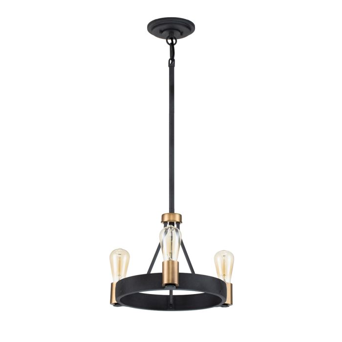Hinkley Silas 3-Light Aged Zinc & Heritage Brass Semi-Flush Chandelier