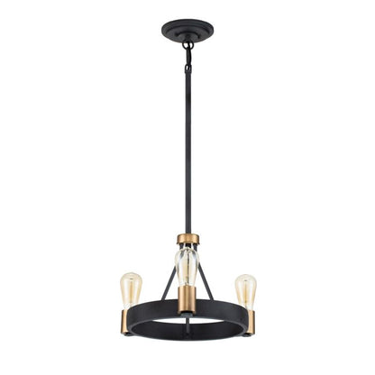 Hinkley Silas 3-Light Aged Zinc & Heritage Brass Semi-Flush Chandelier