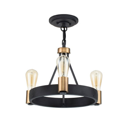 Hinkley Silas 3-Light Aged Zinc & Heritage Brass Semi-Flush Chandelier
