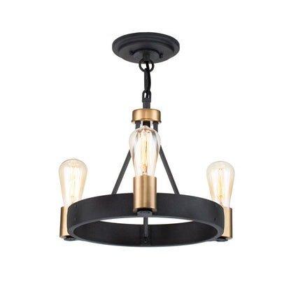 Hinkley Silas 3-Light Aged Zinc & Heritage Brass Semi-Flush Chandelier