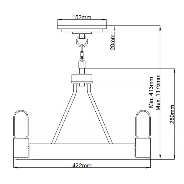 Hinkley Silas 3-Light Aged Zinc & Heritage Brass Semi-Flush Chandelier