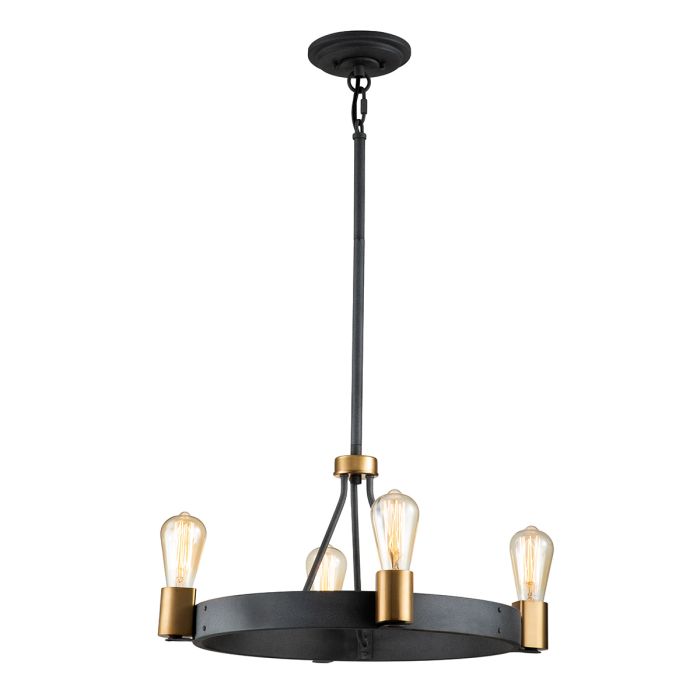 Hinkley Silas 4-Light Aged Zinc & Heritage Brass Semi-Flush Chandelier