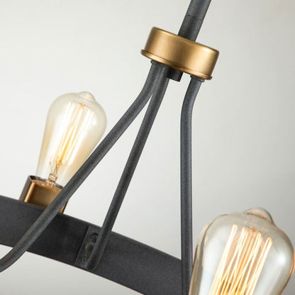 Hinkley Silas 4-Light Aged Zinc & Heritage Brass Semi-Flush Chandelier