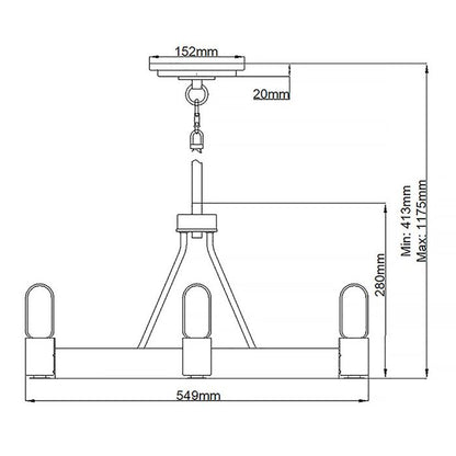 Hinkley Silas 4-Light Aged Zinc & Heritage Brass Semi-Flush Chandelier