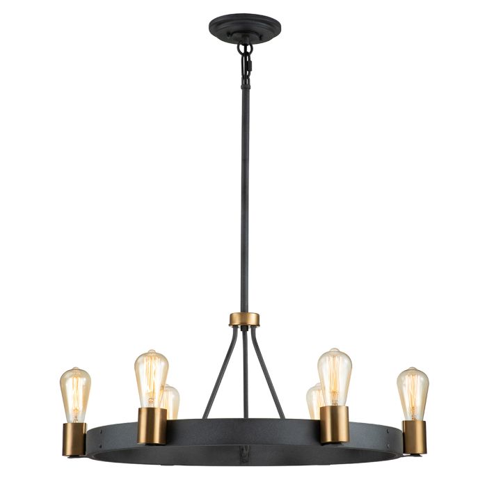 Hinkley Silas 6-Light Aged Zinc & Heritage Brass Semi-Flush Chandelier