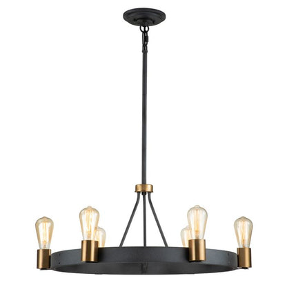 Hinkley Silas 6-Light Aged Zinc & Heritage Brass Semi-Flush Chandelier