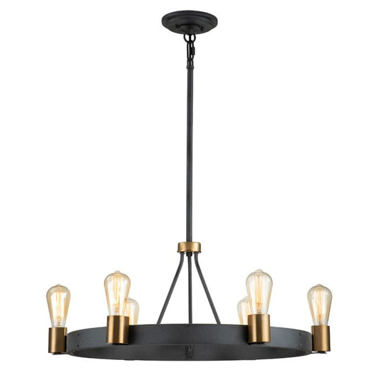Hinkley Silas 6-Light Aged Zinc & Heritage Brass Semi-Flush Chandelier