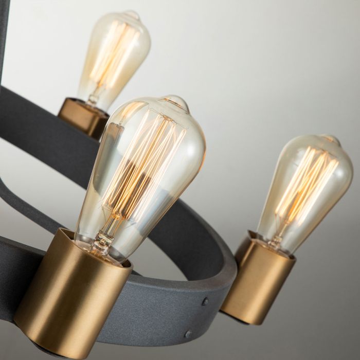 Hinkley Silas 6-Light Aged Zinc & Heritage Brass Semi-Flush Chandelier