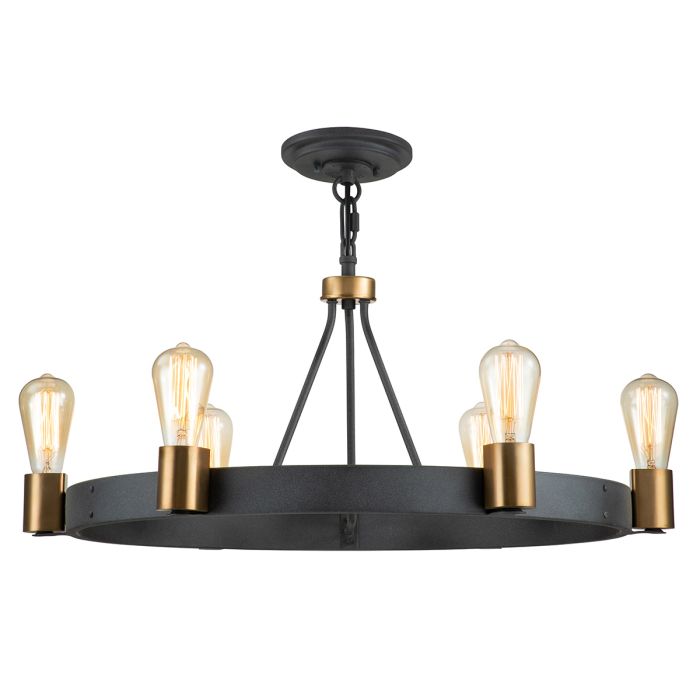 Hinkley Silas 6-Light Aged Zinc & Heritage Brass Semi-Flush Chandelier