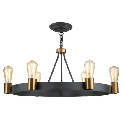Hinkley Silas 6-Light Aged Zinc & Heritage Brass Semi-Flush Chandelier