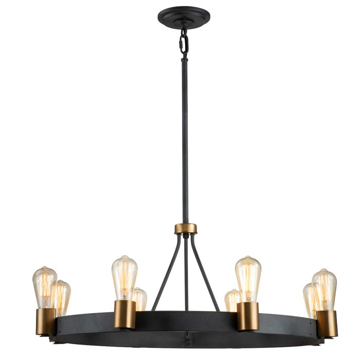 Hinkley Silas 8-Light Aged Zinc & Heritage Brass Semi-Flush Chandelier