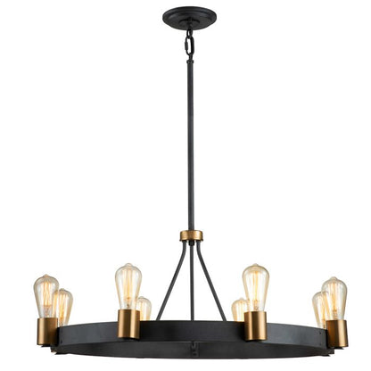 Hinkley Silas 8-Light Aged Zinc & Heritage Brass Semi-Flush Chandelier