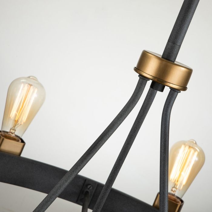 Hinkley Silas 8-Light Aged Zinc & Heritage Brass Semi-Flush Chandelier