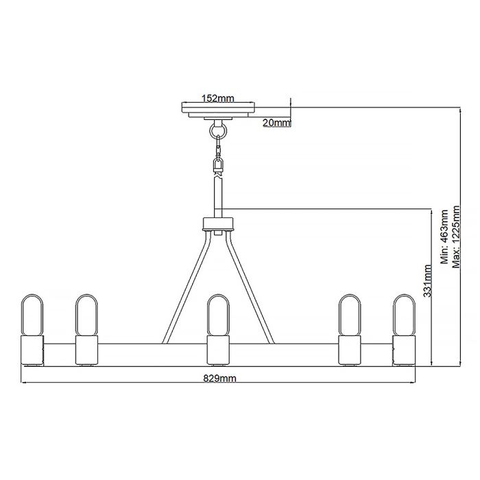 Hinkley Silas 8-Light Aged Zinc & Heritage Brass Semi-Flush Chandelier