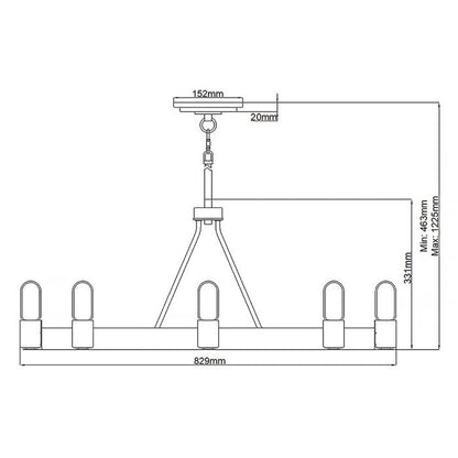 Hinkley Silas 8-Light Aged Zinc & Heritage Brass Semi-Flush Chandelier