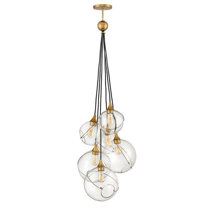 Lisa McDennon by Hinkley Skye 6-Light Heritage Brass Globe Pendant Chandelier