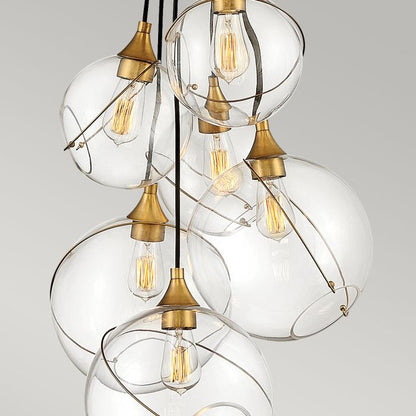 Lisa McDennon by Hinkley Skye 6-Light Heritage Brass Globe Pendant Chandelier