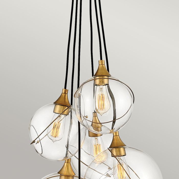 Lisa McDennon by Hinkley Skye 6-Light Heritage Brass Globe Pendant Chandelier