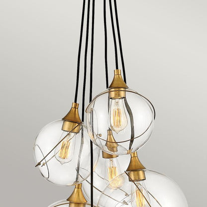Lisa McDennon by Hinkley Skye 6-Light Heritage Brass Globe Pendant Chandelier