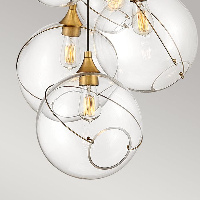 Lisa McDennon by Hinkley Skye 6-Light Heritage Brass Globe Pendant Chandelier