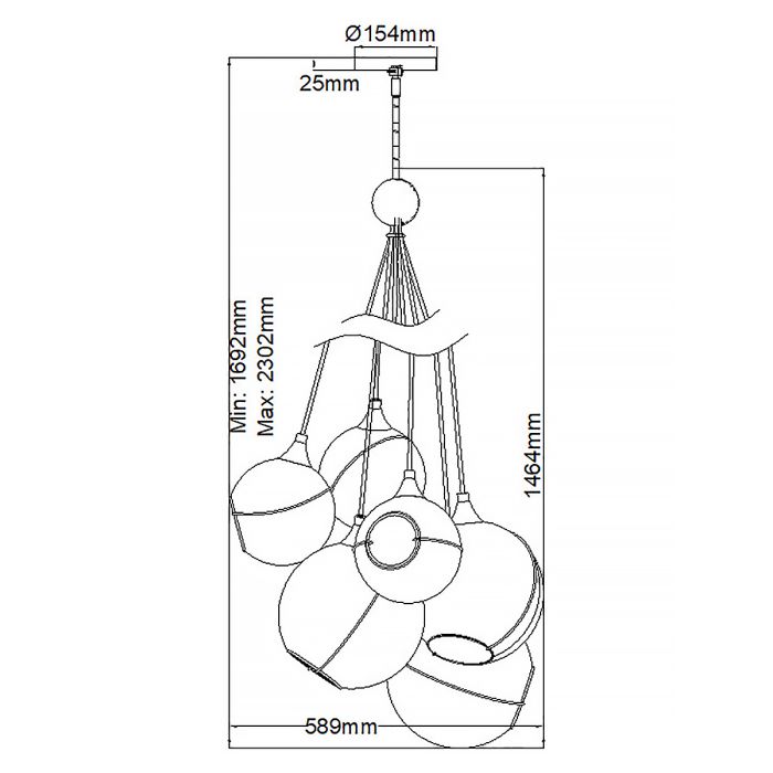 Lisa McDennon by Hinkley Skye 6-Light Heritage Brass Globe Pendant Chandelier