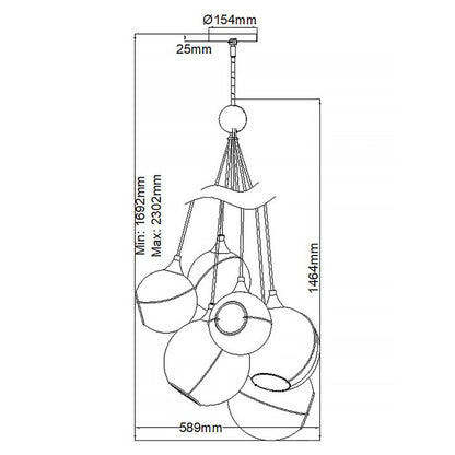 Lisa McDennon by Hinkley Skye 6-Light Heritage Brass Globe Pendant Chandelier