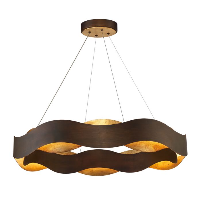 Eurofase Vaughan Integrated LED Bronze and Gold Large Ring Chandelier