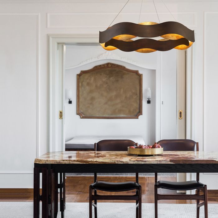 Eurofase Vaughan Integrated LED Bronze and Gold Large Ring Chandelier