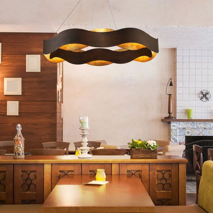 Eurofase Vaughan Integrated LED Bronze and Gold Large Ring Chandelier