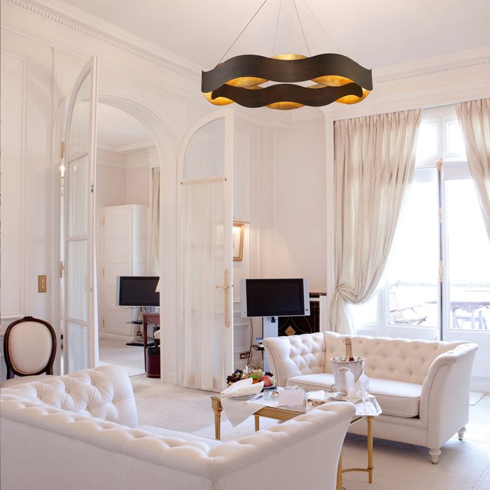 Eurofase Vaughan Integrated LED Bronze and Gold Large Ring Chandelier