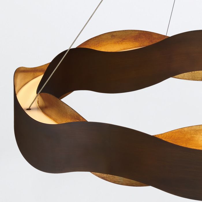 Eurofase Vaughan Integrated LED Bronze and Gold Medium Ring Chandelier