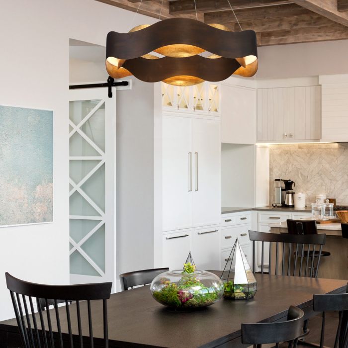 Eurofase Vaughan Integrated LED Bronze and Gold Medium Ring Chandelier