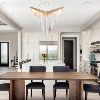 Eurofase Vivien Integrated LED Matte Gold Glass Chandelier