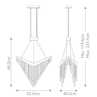 Eurofase Vivien Integrated LED Matte Gold Glass Chandelier