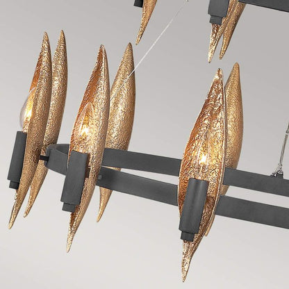 Hinkley Willow 18-Light Carbon Black with Deluxe Gold Ring Chandelier