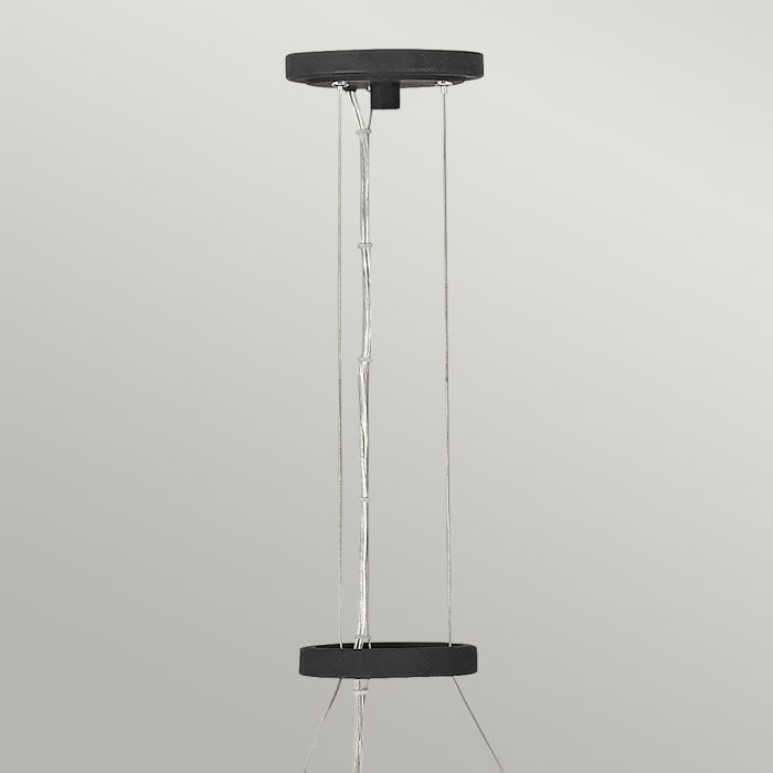 Hinkley Willow 6-Light Carbon Black with Deluxe Gold Ring Chandelier