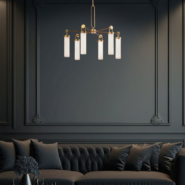 Alora Wynwood 6-Light Vintage Brass Modern Chandelier